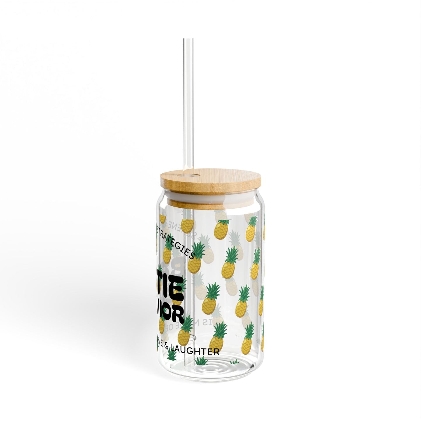 Pineapple - Bestie Behavior Sipper Glass, 16oz | Fun Gifts for Friends, Cute Drinkware for Parties, Summer Gatherings, Best Friend Gifts
