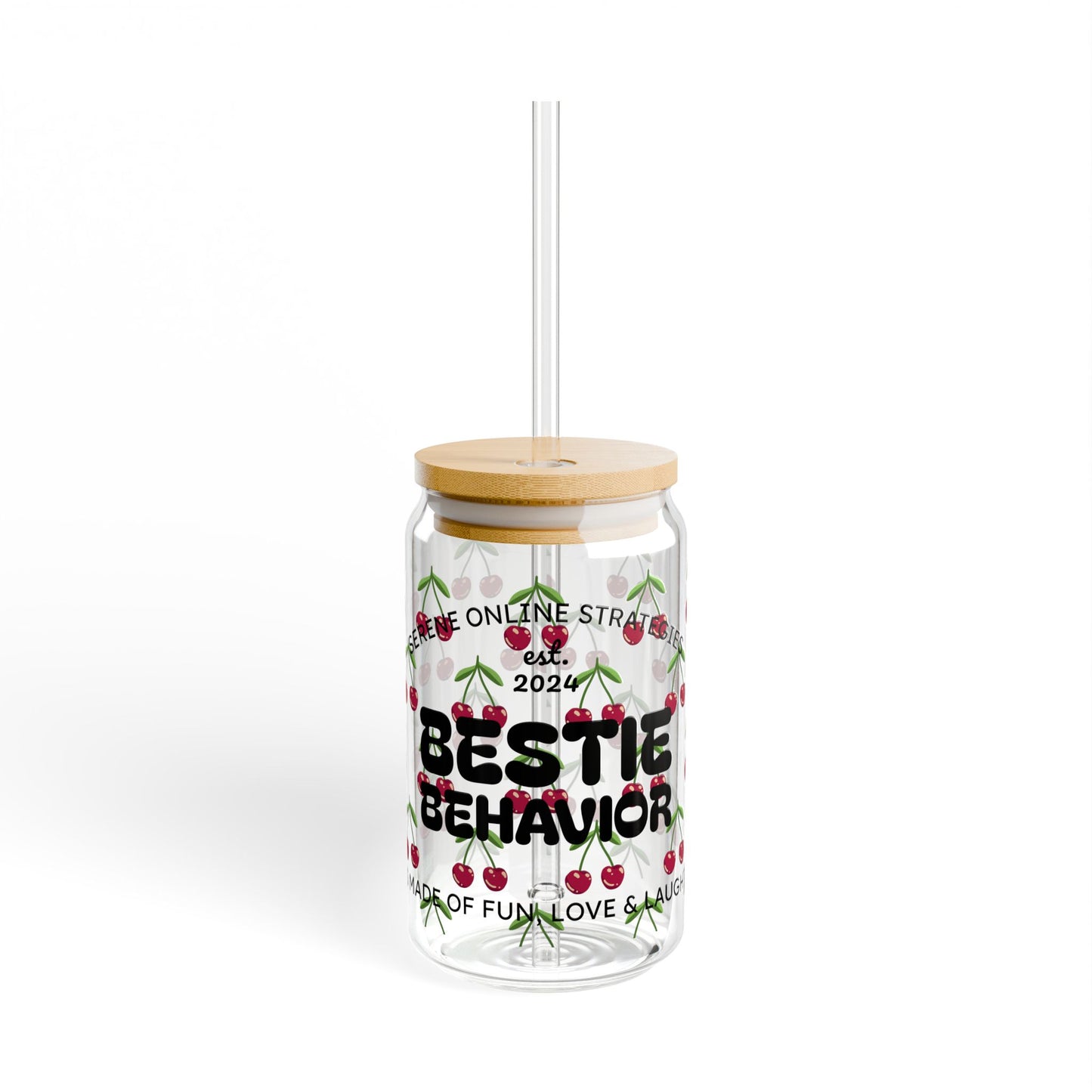 Cherries - Bestie Behavior Sipper Glass, 16oz | Fun Gifts for Friends, Cute Drinkware for Parties, Summer Gatherings, Best Friend Gifts, [...]